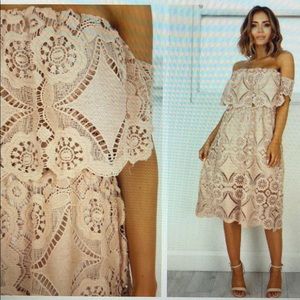 Beige lace dress